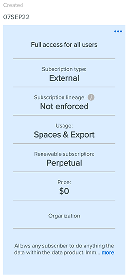 View of a subscription plan template to a subscriber